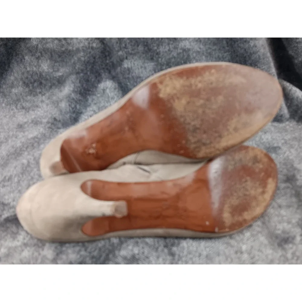 J. Crew Suede Ankle Booties Taupe Block Heel Side Zip Women Size 8M‎